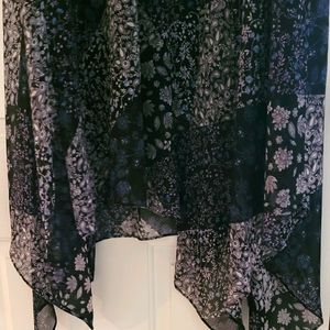 Plus size dress. Blue and black. Small flowers.